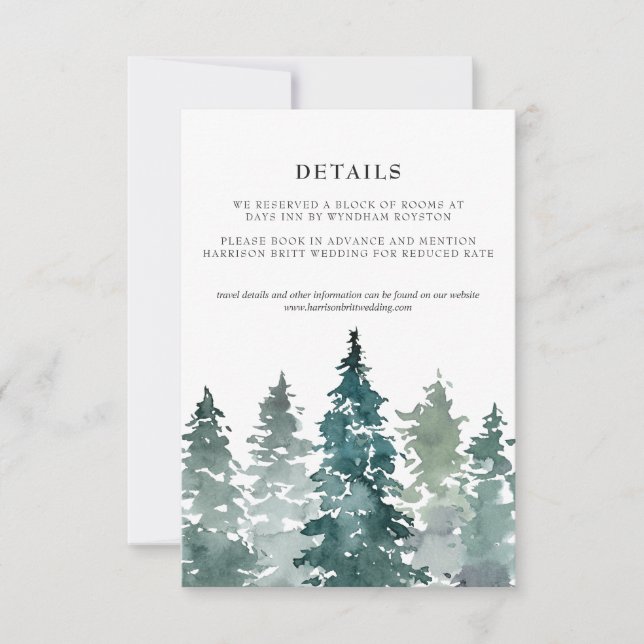 Minimalistisk Bröllopsdetaljkort | Akvarelltallar (Framsida)