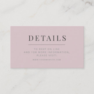 Minimalistisk bröllopsdetaljkort Dusky Rose Tilläggskort