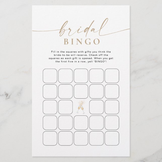 Minimalistisk Bröllopsdusch Bingo (Framsida)
