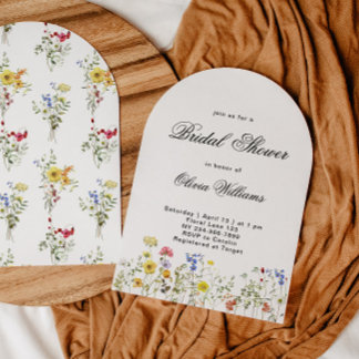 Minimalistisk Bröllopsdusch med Vilda Blommor Inbjudningar