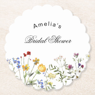 Minimalistisk Bröllopsdusch med Vilda Blommor Underlägg Papper