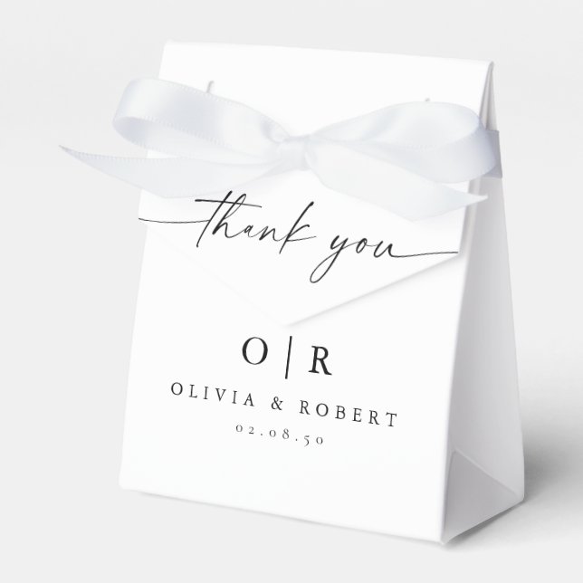 Minimalistisk bröllopsfavoritruta presentaskar (Framsidan Sidan)
