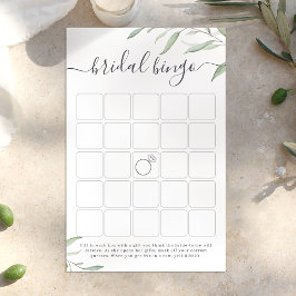 Minimalistisk bröllopsfest bingo-spel med grönska