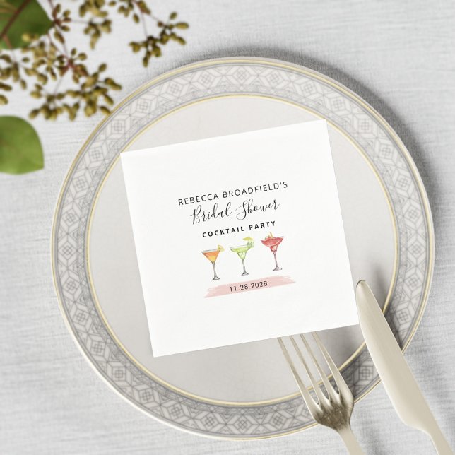 Minimalistisk Bröllopsfest Cocktail Strandfest Pappersservett (Modern Cocktails Bridal Shower Party Paper Napkins)