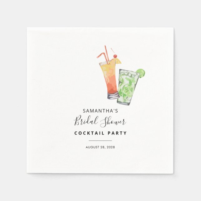 Minimalistisk Bröllopsfest Cocktailparty Papper Pappersservett (Framsidan)