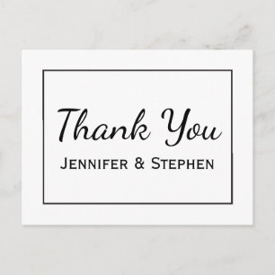 Minimalistisk Bröllopsfest för svartvit Tack Vykort