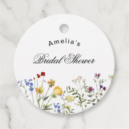 Minimalistisk Bröllopsfest med Vilda Blommor Gåvor Etiketter