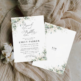 Minimalistisk Bröllopsfestinbjudan med grönska Inbjudningar