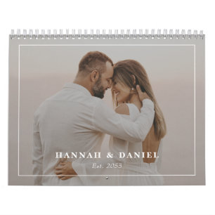 Minimalistisk bröllopsfoto collage 2026 kalender