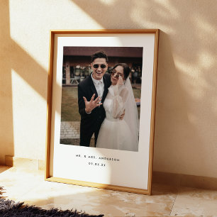 Minimalistisk bröllopsfoto Herr & Fru Anpassad Poster