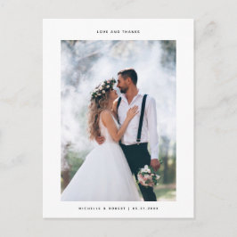 Minimalistisk bröllopsfoto med kärlek och tack vykort