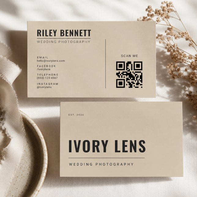 Minimalistisk bröllopsfotografering | Sandstone Be Visitkort (Skapare uppladdad)