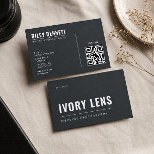 Minimalistisk bröllopsfotografi Forge Gray Visitkort