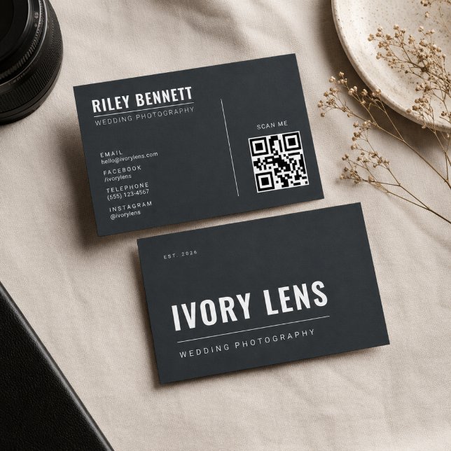 Minimalistisk bröllopsfotografi | Forge Gray Visitkort (Skapare uppladdad)