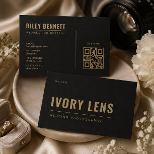 Minimalistisk bröllopsfotografi Kol Guld Visitkort