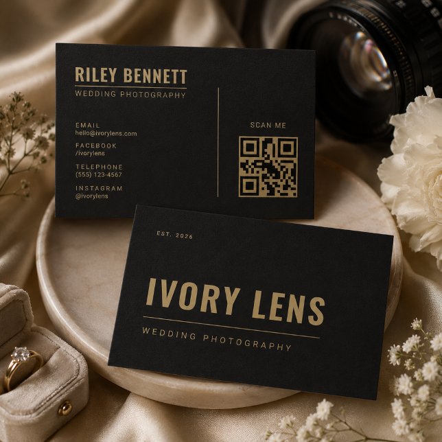 Minimalistisk bröllopsfotografi | Kol Guld  Visitkort (Skapare uppladdad)