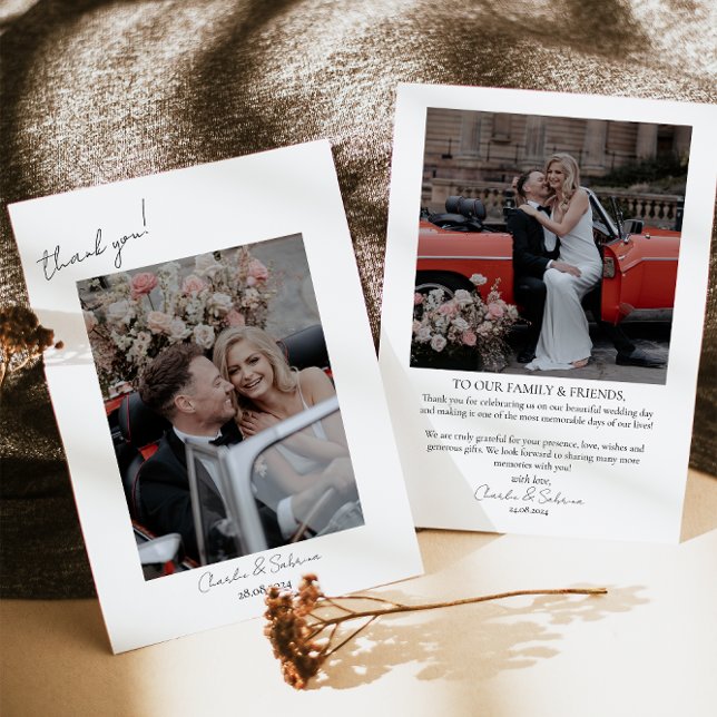 Minimalistisk bröllopsfotografi tackkort tack kort (Skapare uppladdad)