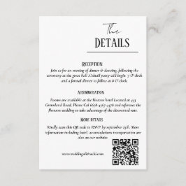 Minimalistisk bröllopsinbjudan, bröllop-informatio tilläggskort