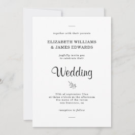Minimalistisk bröllopsinbjudan för enkel Elegant Inbjudningar