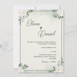 Minimalistisk bröllopsinbjudan för enkel Grönt Inbjudningar