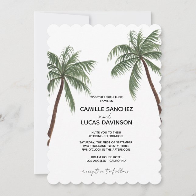 Minimalistisk bröllopsinbjudan Handflatan Träd Inbjudningar (Framsida)