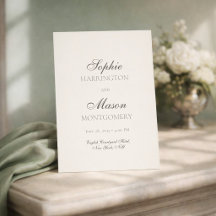 Minimalistisk bröllopsinbjudan i Sage