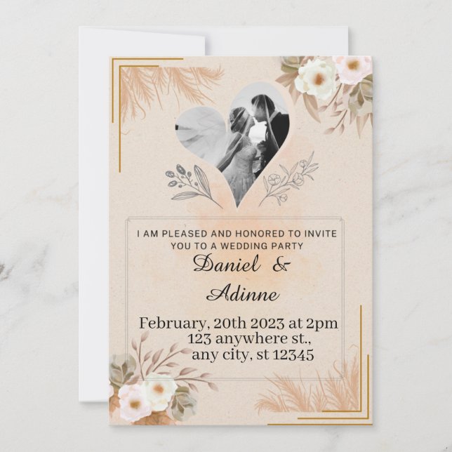 Minimalistisk bröllopsinbjudan mall set (Framsida)