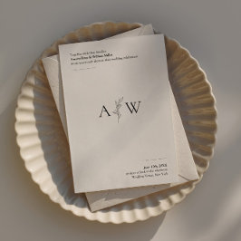 Minimalistisk bröllopsinbjudan med botanisk design inbjudningar