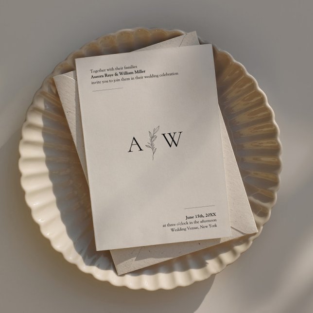 Minimalistisk bröllopsinbjudan med botanisk design inbjudningar (Skapare uppladdad)