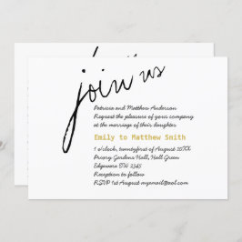 Minimalistisk bröllopsinbjudan Modern skrivet vitt Inbjudningar