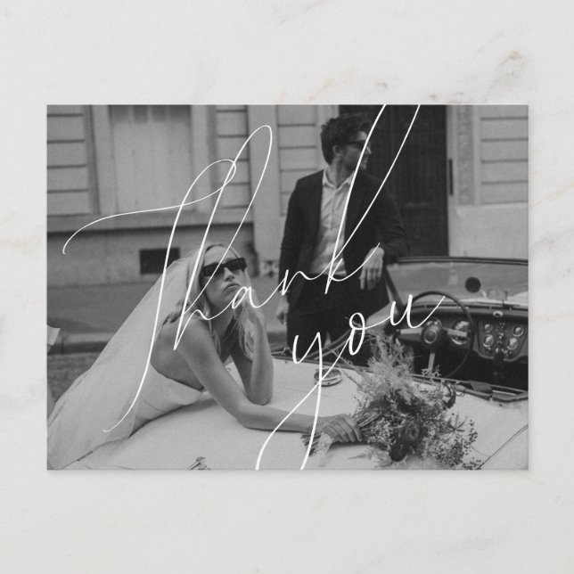 Minimalistisk bröllopskort tack för gratulationen vykort (Framsida)