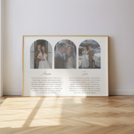 Minimalistisk bröllopslöfte Script 3-Photo Arch Poster