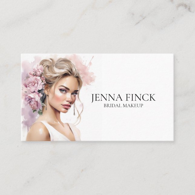 Minimalistisk bröllopsmakeupartist MUA Visitkort (Framsida)