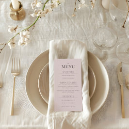 Minimalistisk bröllopsmeny Dusky Rose Meny