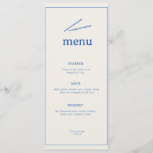 Minimalistisk Bröllopsmeny – Elegant Blå Typografi