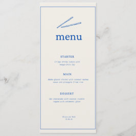 Minimalistisk Bröllopsmeny – Elegant Blå Typografi Meny