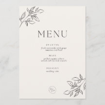 Minimalistisk Bröllopsmeny – Elegant Botanisk Beig
