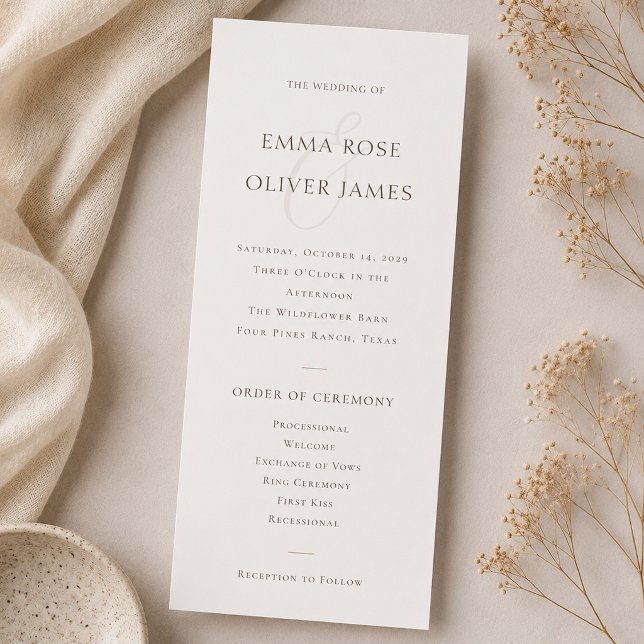 Minimalistisk bröllopsmonogram i kakaobrun färg program (Minimalist Cocoa Brown Wedding Monogram Program)