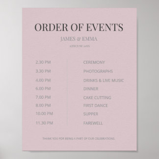 Minimalistisk bröllopsordning för evenemang Duskro Poster