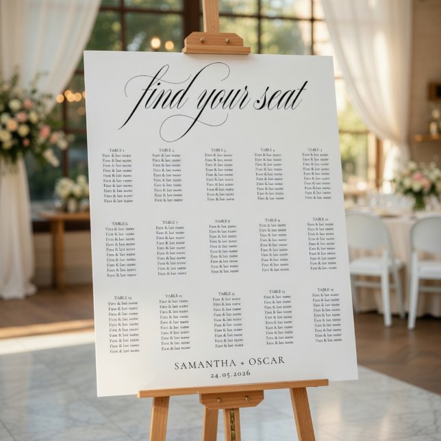 Minimalistisk Bröllopsplatskarta Elegant Skrift Poster (Skapare uppladdad)