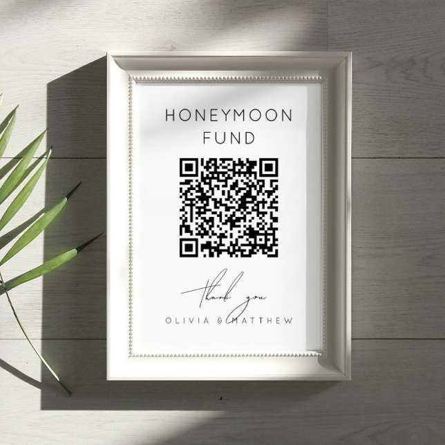 Minimalistisk bröllopspresent + QR-kod | Bröllopsg Poster (Skapare uppladdad)