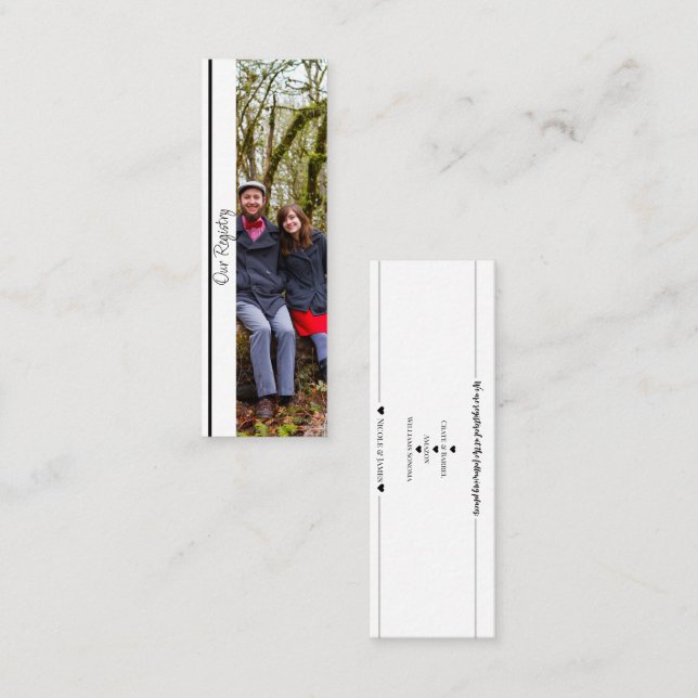 Minimalistisk Bröllopspresentregistrering Insert f Mini Visitkort (Fram/baksida)