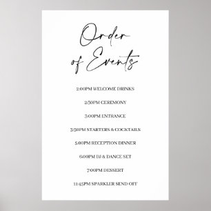 Minimalistisk bröllopsprogram-skylt poster