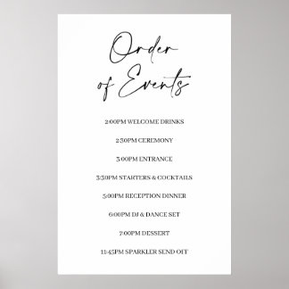 Minimalistisk bröllopsprogram-skylt poster