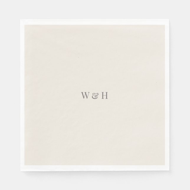 Minimalistisk bröllopssand beige pappersservett (Framsidan)