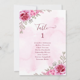 Minimalistisk bröllopssitskort i rosa guld med blo inbjudningar