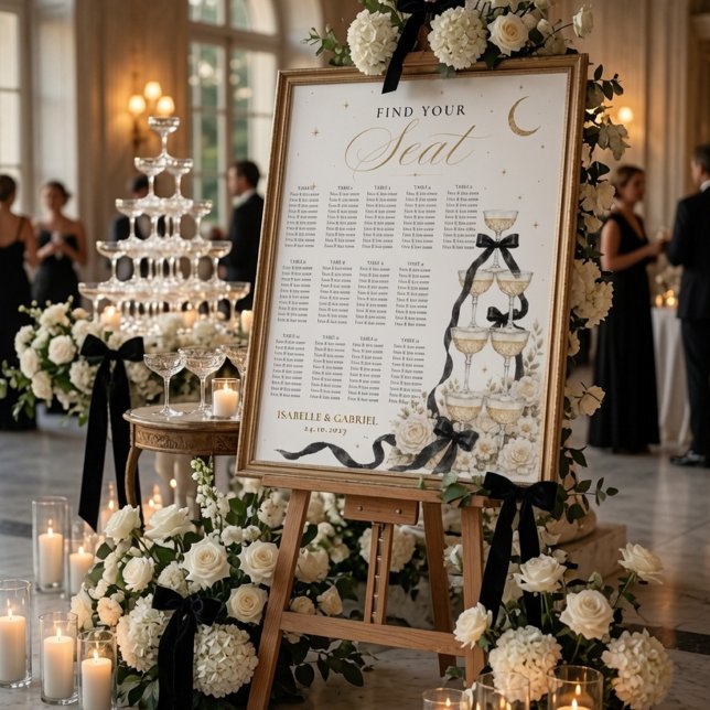 Minimalistisk bröllopsställning med champagne torn poster (Skapare uppladdad)