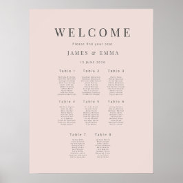 Minimalistisk bröllopsställplan (8) Varm rosafärg Poster