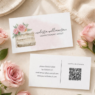 Minimalistisk bröllopstårta med QR-kod Visitkort