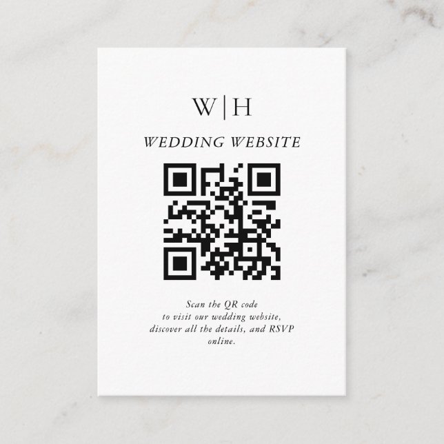 Minimalistisk bröllopswebbplats QR-kod  Tilläggskort (Framsida)